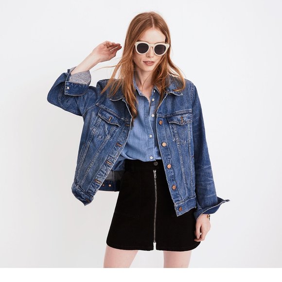 Madewell Denim Utility Zip A Line Skirt in Black Frost Size 24 - Picture 2 of 11